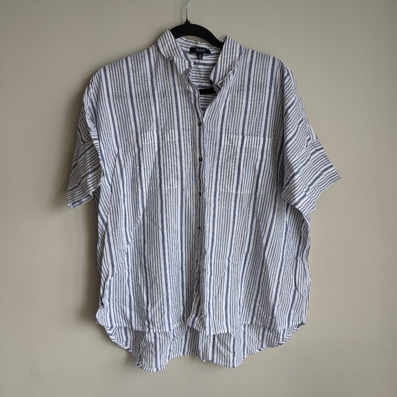 Madewell Oversized Stripe Button Up Down Shirt - Picture 1 of 6
